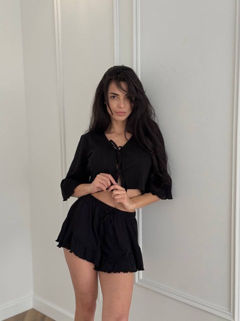 Жіноча трикотажна піжама-двійка 234-24 чорна