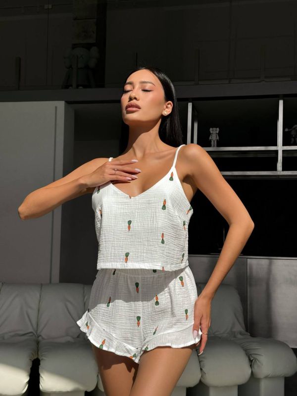 Муслінова піжама жіноча 051-212 морковка