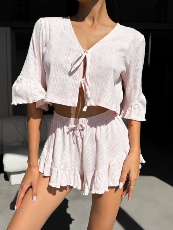 Жіноча трикотажна піжама-двійка 234-24 рожева