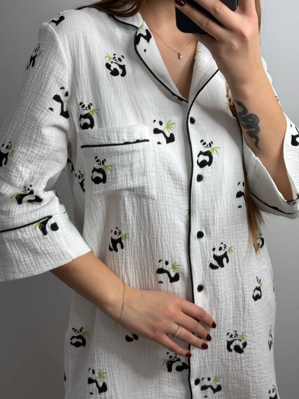 Женская рубашка в ткани муслин 165-242 панда