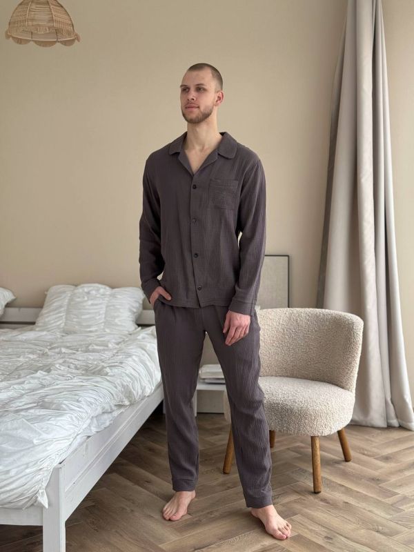 Муслінова чоловіча піжама 249-25 шоколад