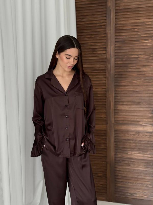 Женский костюм с рюшами 183-24 брауни