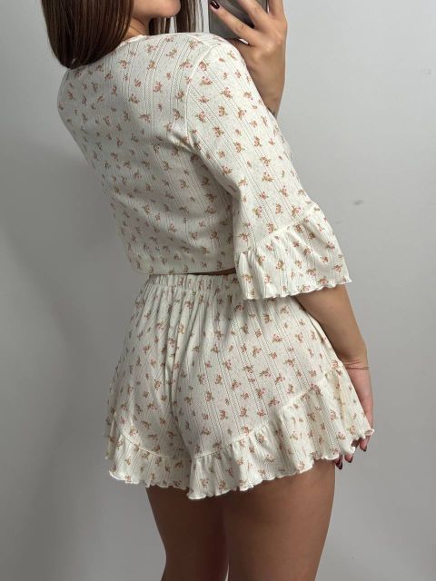 Жіноча трикотажна піжама-двійка 234-24 в квіти