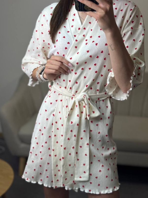 Трикотажний жіночий халат для дому 232-24 в сердечка