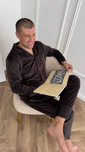 Велюрова чоловіча піжама 003-21 шоколад