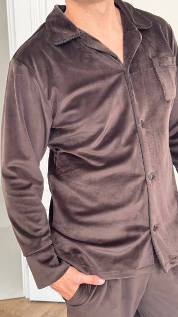 Велюрова чоловіча піжама 003-21 шоколад