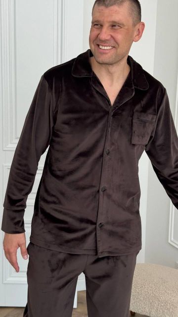 Велюрова чоловіча піжама 003-21 шоколад