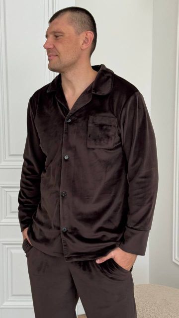 Велюрова чоловіча піжама 003-21 шоколад