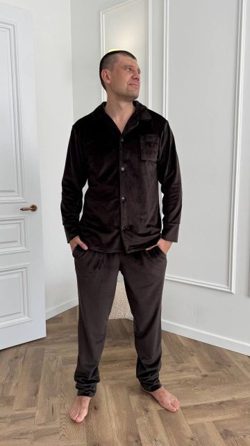 Велюрова чоловіча піжама 003-21 шоколад