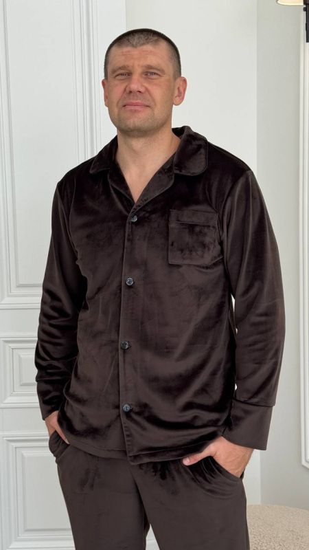 Велюрова чоловіча піжама 003-21 шоколад