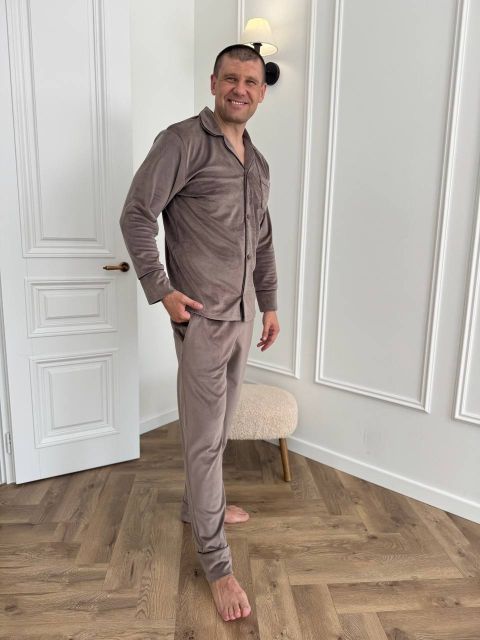 Велюрова чоловіча піжама 003-21 мокко