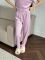 Велюрова піжама жіноча трійка (футболка, шорти, штани) 145-232 пудра