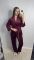 Женский велюровый костюм (двойка) для дома на запах 278-25 бордовая