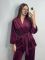 Женский велюровый костюм (двойка) для дома на запах 278-25 бордовая
