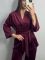 Женский велюровый костюм (двойка) для дома на запах 278-25 бордовая