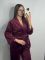Женский велюровый костюм (двойка) для дома на запах 278-25 бордовая
