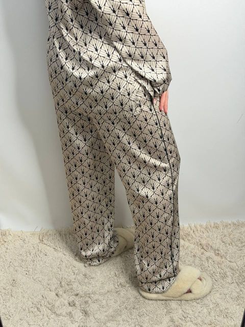 Сатиновий домашній жіночий костюм 280-25 беж