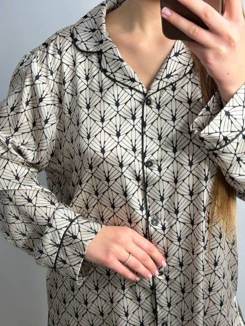 Сатиновий домашній жіночий костюм 280-25 беж