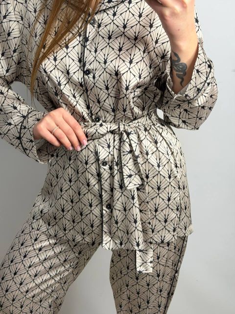 Сатиновий домашній жіночий костюм 280-25 беж