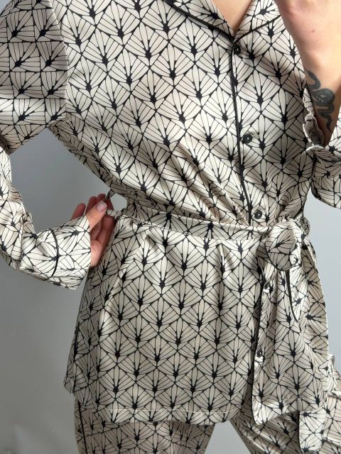 Сатиновий домашній жіночий костюм 280-25 беж