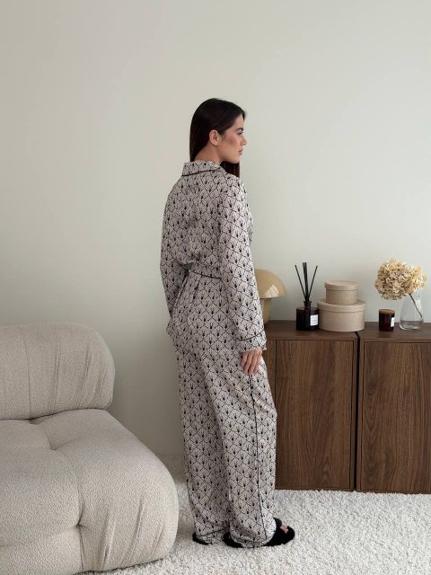 Сатиновий домашній жіночий костюм 280-25 беж