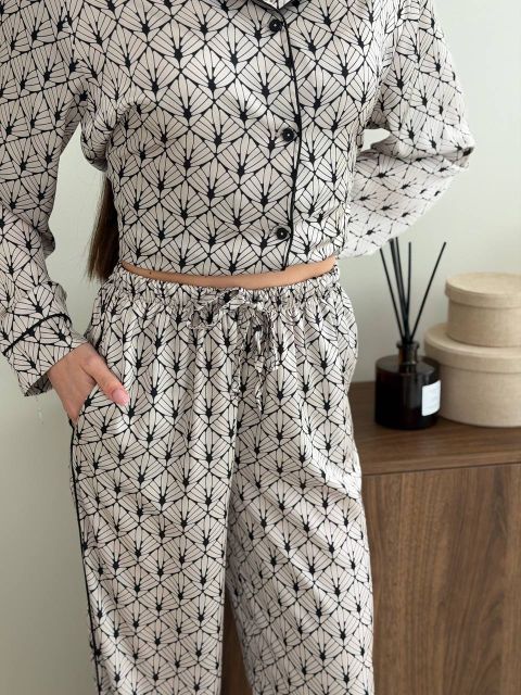 Сатиновий домашній жіночий костюм 280-25 беж