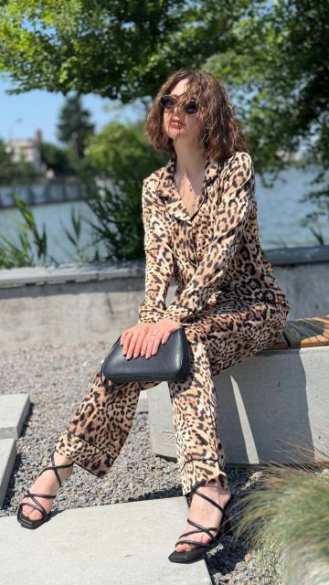 Шовковий домашній комплект(рубашка та штани) 250-251 лео