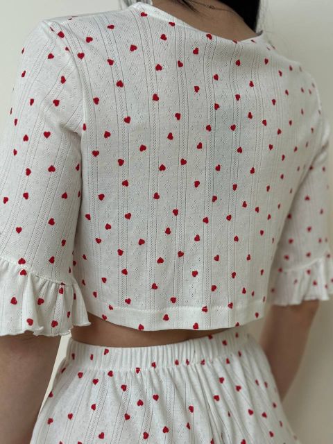 Жіноча трикотажна піжама-двійка 234-24 в червоне сердечко