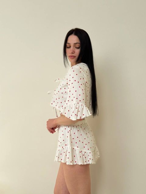 Жіноча трикотажна піжама-двійка 234-24 в червоне сердечко