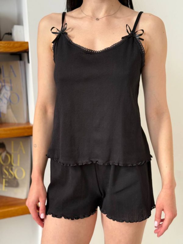 Жіноча трикотажна піжама (майка та шорти) 273-25 чорна