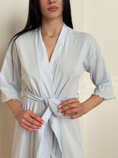 Трикотажний жіночий халат для дому 232-24 блакитний