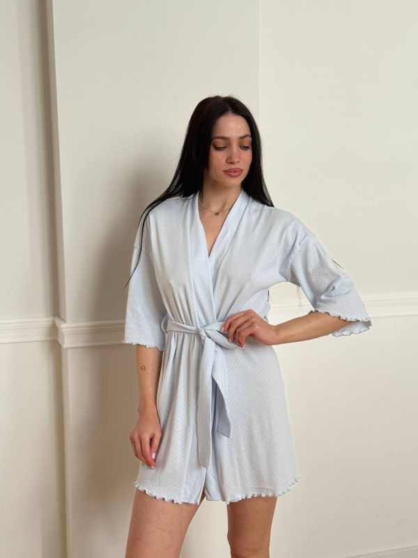 Трикотажний жіночий халат для дому 232-24 блакитний