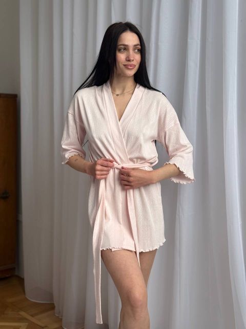 Трикотажний жіночий халат для дому 232-24 рожевий