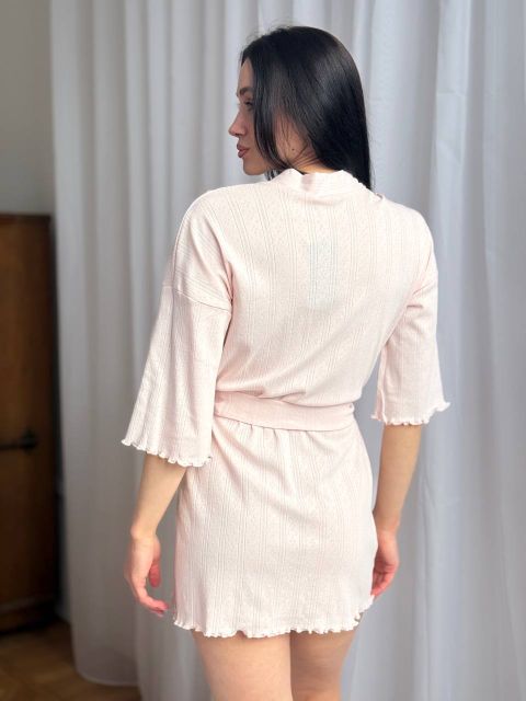 Трикотажний жіночий халат для дому 232-24 рожевий