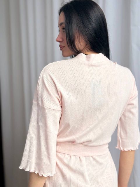 Трикотажний жіночий халат для дому 232-24 рожевий