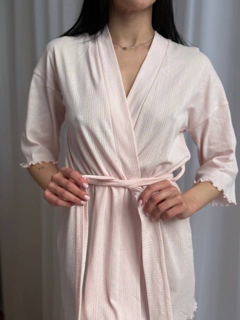 Трикотажний жіночий халат для дому 232-24 рожевий