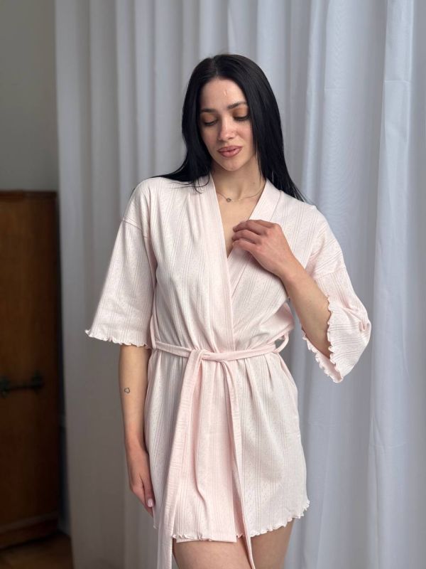 Трикотажний жіночий халат для дому 232-24 рожевий