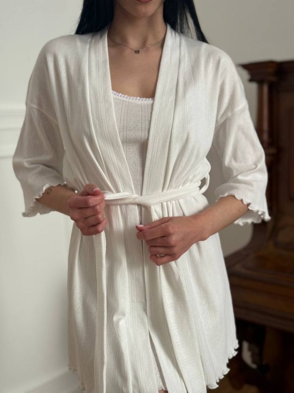 Трикотажний жіночий халат для дому 232-24 молочний