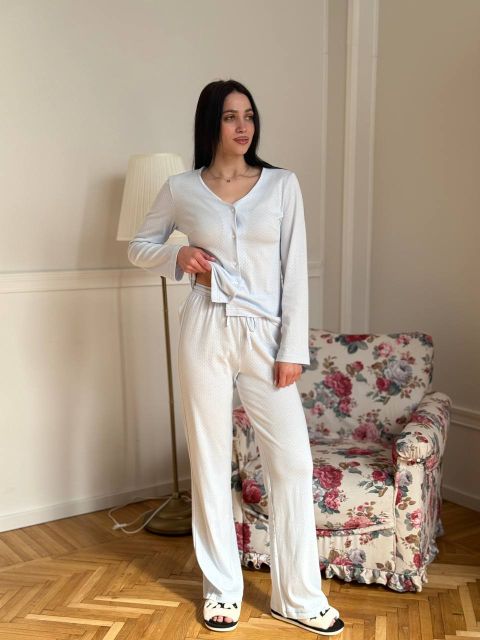 Трикотажна піжама (штани та кофтинка) 277-25 блакитна