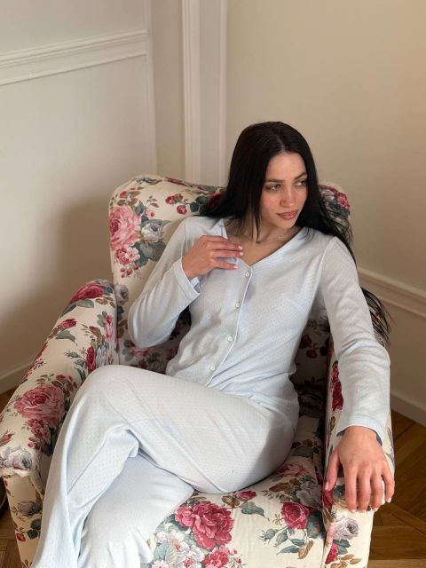 Трикотажна піжама (штани та кофтинка) 277-25 блакитна