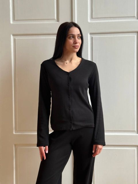 Трикотажна піжама (штани та кофтинка) 277-25 чорна