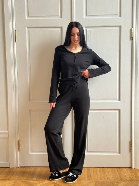 Трикотажна піжама (штани та кофтинка) 277-25 чорна