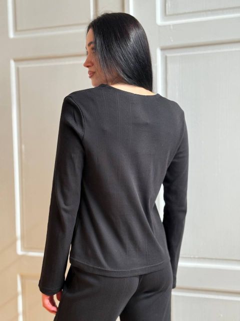 Трикотажна піжама (штани та кофтинка) 277-25 чорна